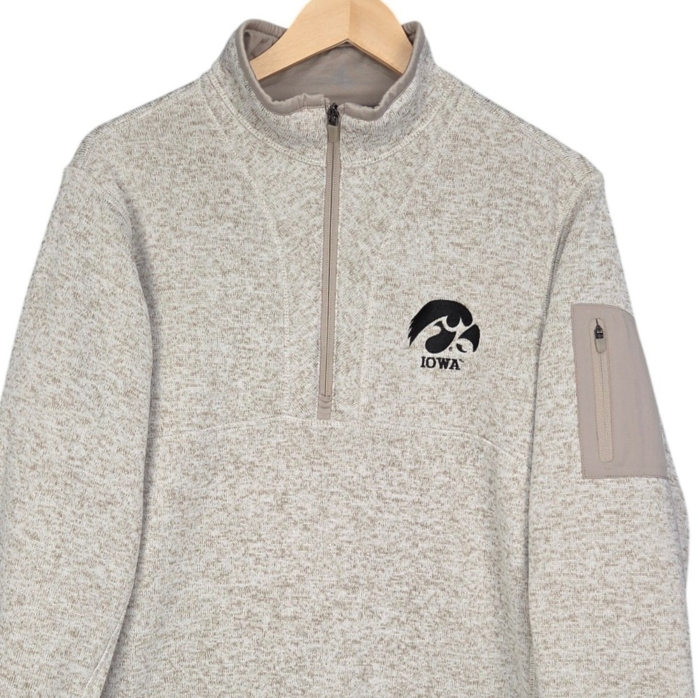 Antigua Iowa Hawkeyes Fleece 1/4 Zip Pullover Men Large Beige Sweatshirt NCAA
